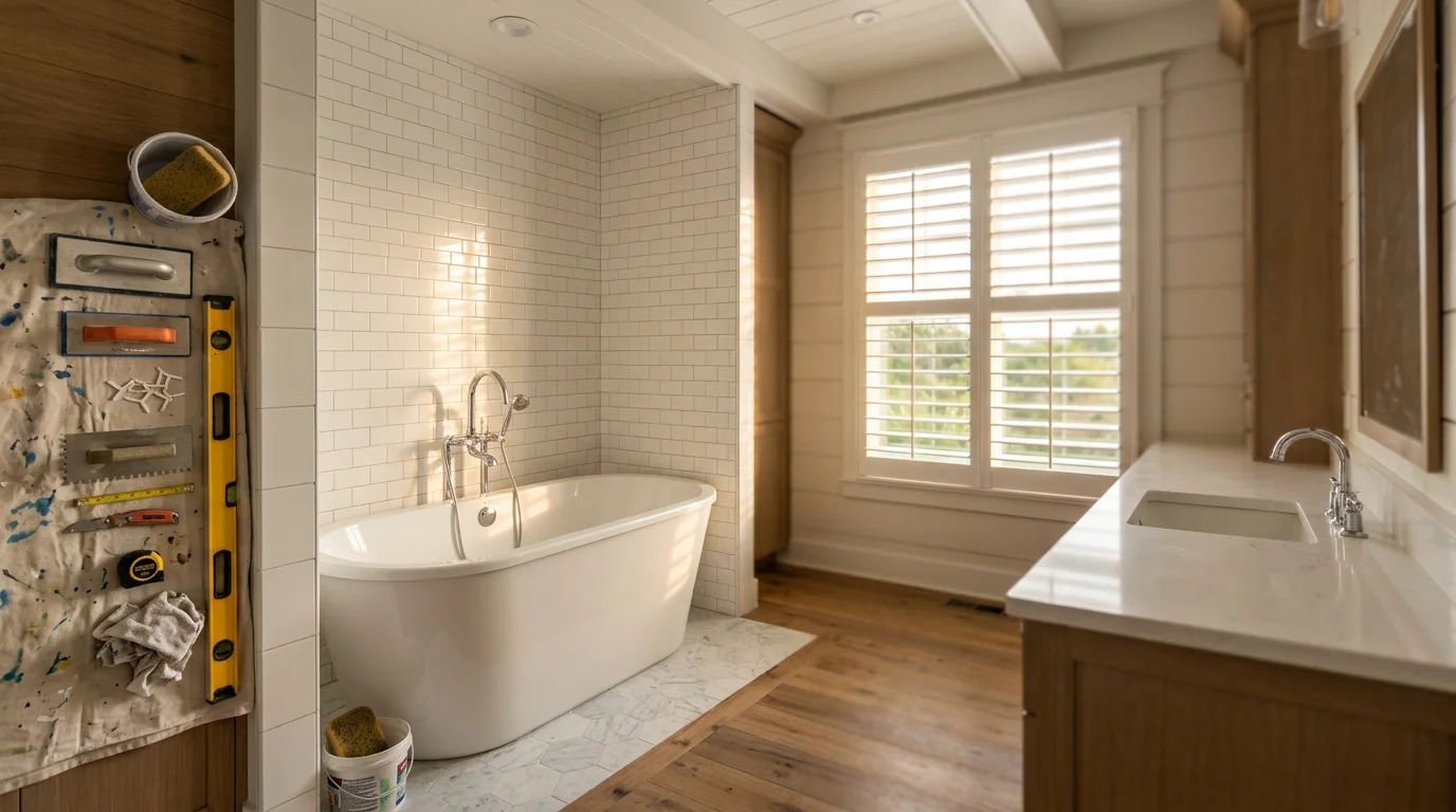 Newly remodeled bathroom with modern fixtures and finishes